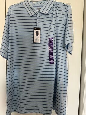 Light Blue Striped Polo Shirt - Men